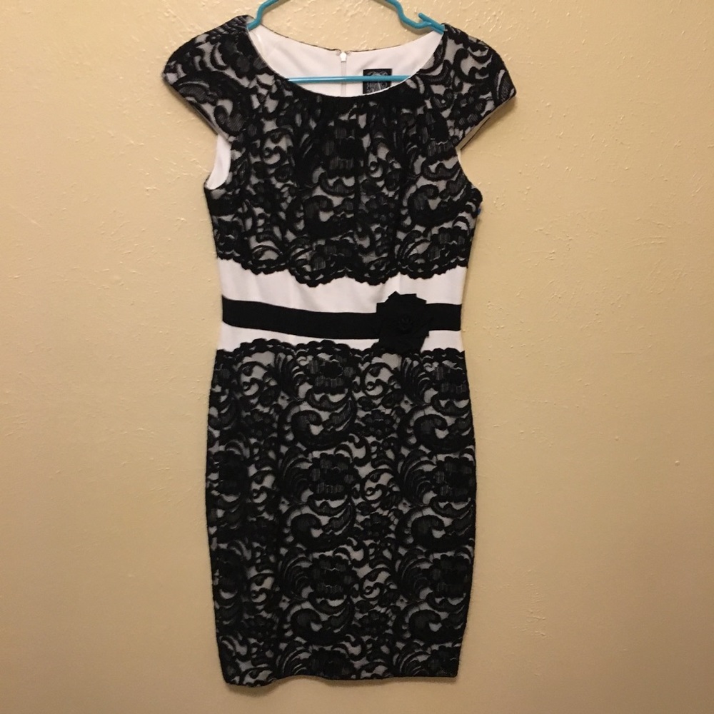 White and Black Lace Jax Dress
